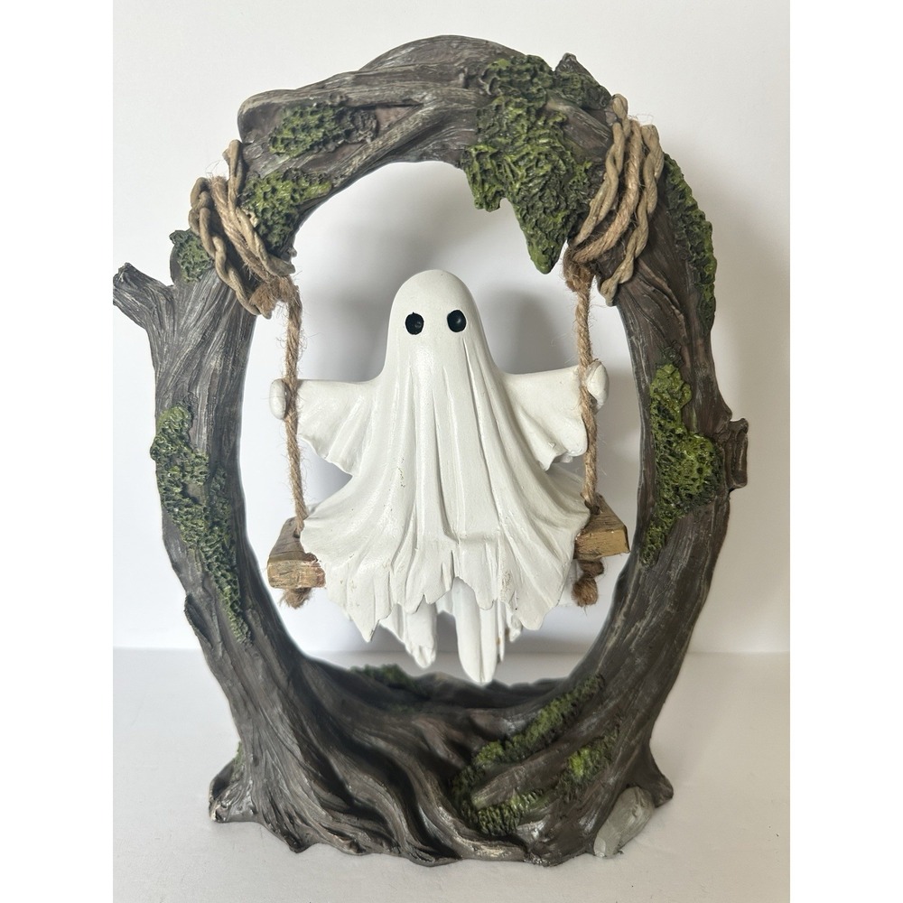 Spooky Ghost Swing Tree Tabletop Decor Halloween Moss Woodland Farmhouse Gothic